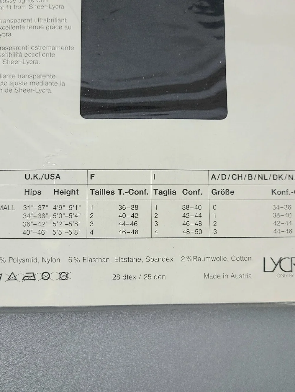 NWT Wolford Neonglanz Light Black Medium Vintage Hoisery Tights